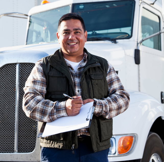Trucker smiling